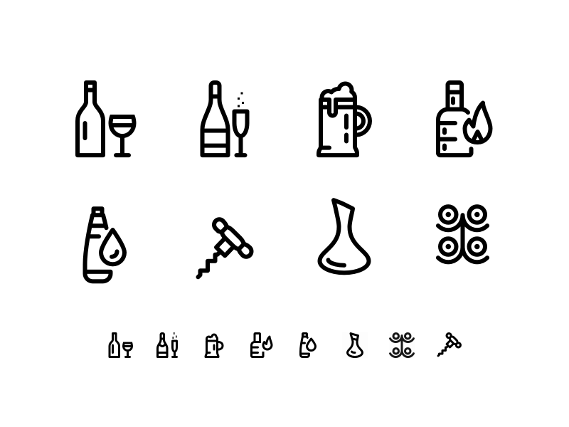 8个葡萄酒和饮料图标插图