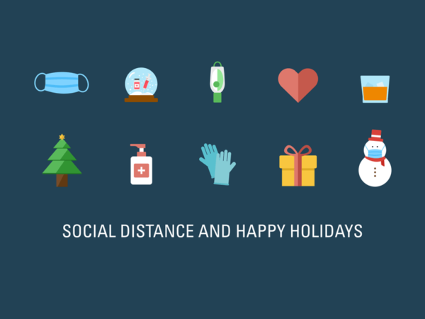 社交距离圣诞图标