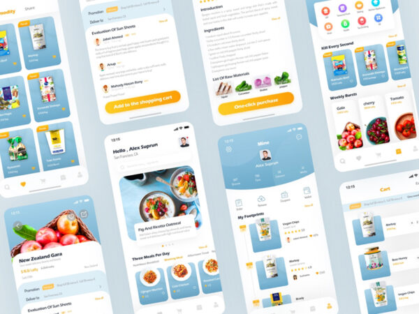 食品共享和电子商务应用程序UI套件