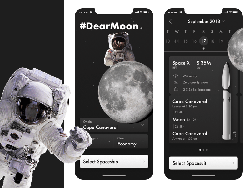 太空旅行App应用程序概念设计模板插图