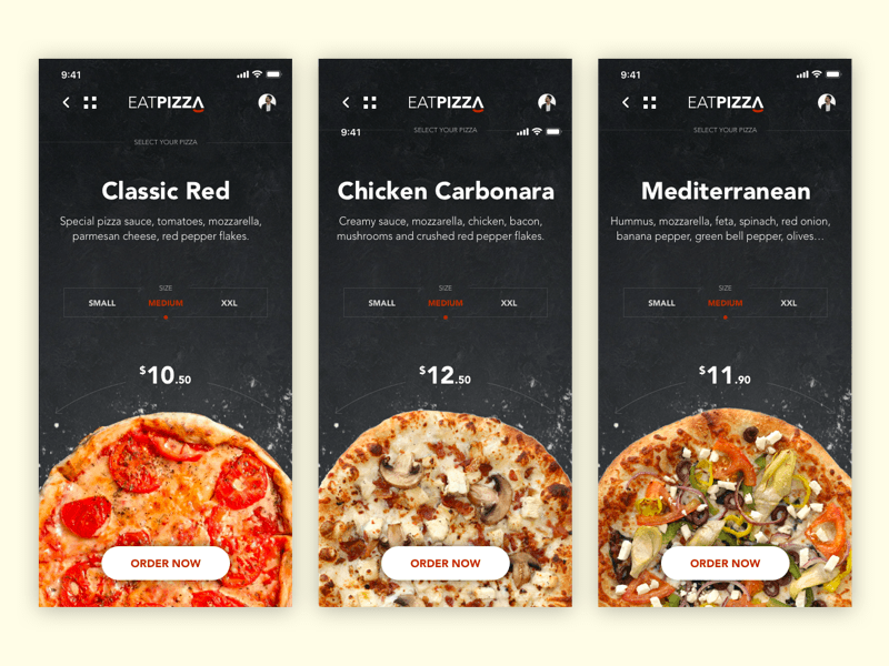 披萨订单概念App设计插图