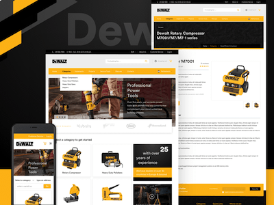 DeWalt电动工具品牌概念电子商务网站模板