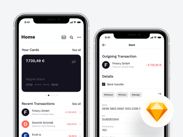 财务App应用程序界面概念套件