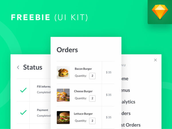 食品订购App应用程序概念UI套件