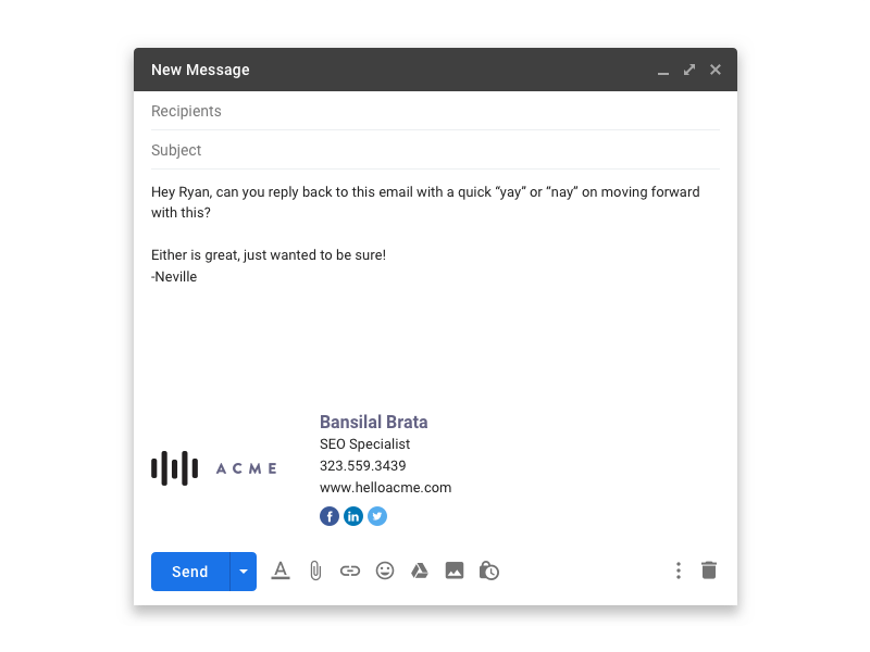 Gmail电子邮件签名样机插图