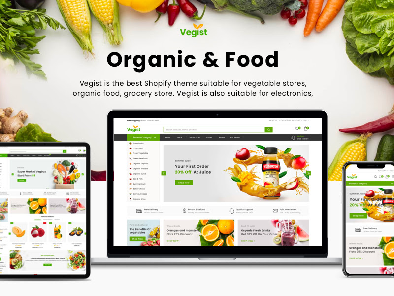 有机健康食品网站设计用户界面UI套件插图