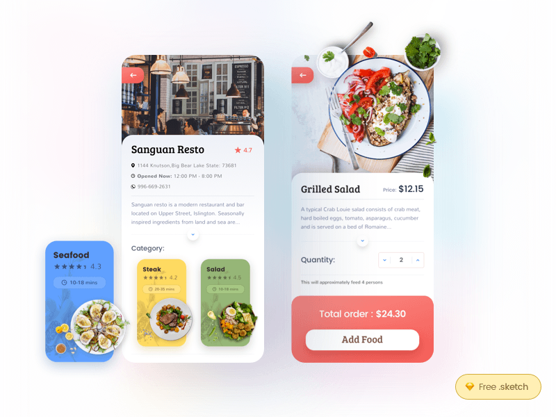 菜单概念屏幕App设计插图