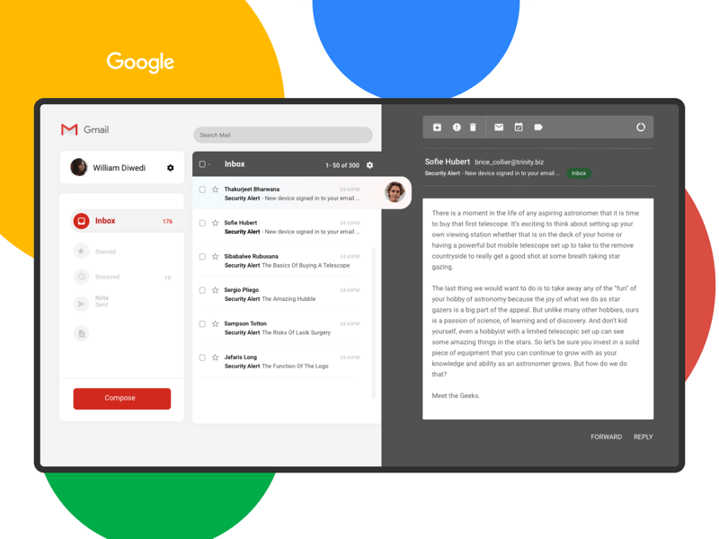 简单的Gmail邮箱概念设计插图