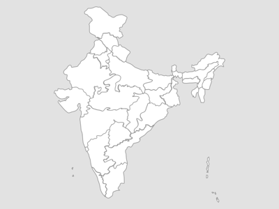 印度各州地图插画