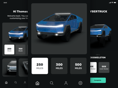 特斯拉赛博塔克未来汽车App概念应用程序