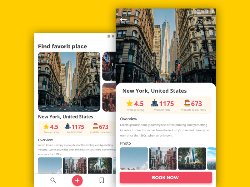旅游App应用程序屏幕设计模板插图