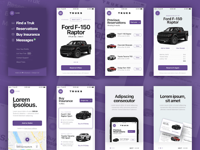 卡车汽车销售App用户界面UI套件