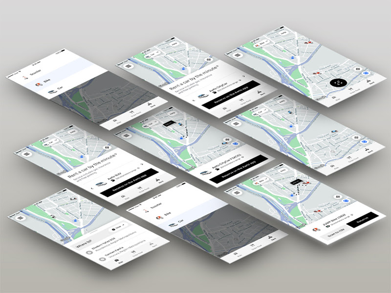 汽车共享/打车App集成概念设计模板插图