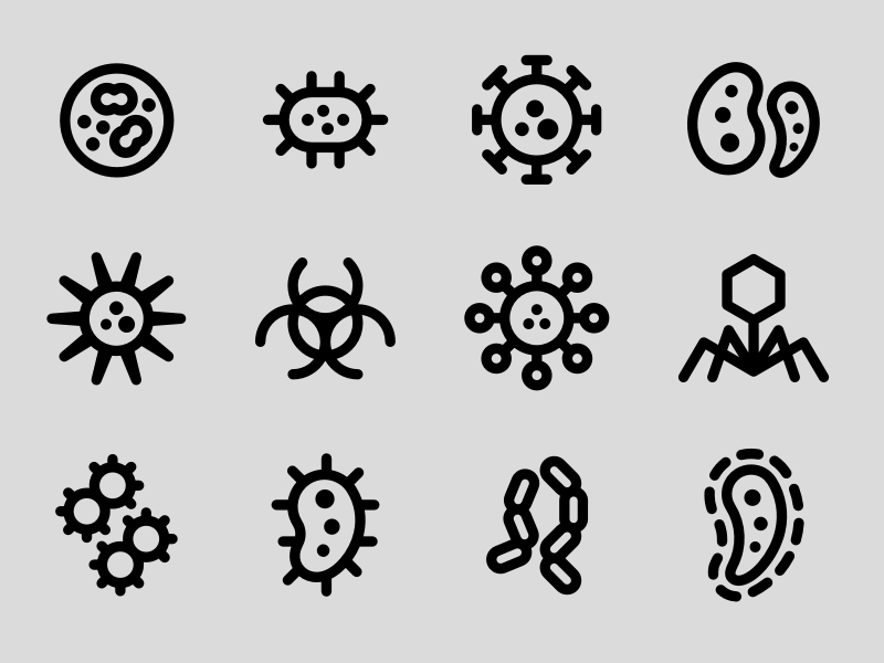 12个病毒和实验室图标插图