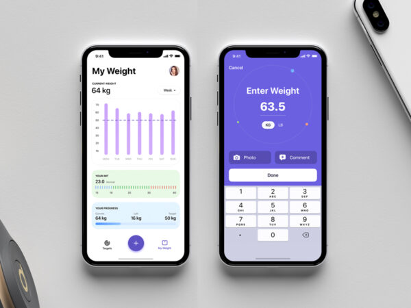 减肥体重监控App应用程序概念套件